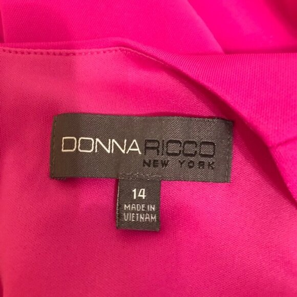 NWT Women's Donna Ricco Ruffle-Hem Sheath Mini Dress Fuchsia Size 14 - Picture 8 of 15